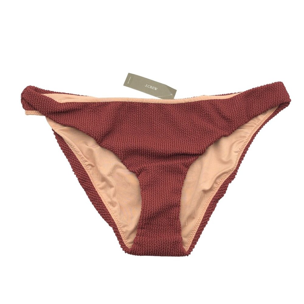 J Crew Scrunchie Hipster Bikini Bottom Textured Brown L
